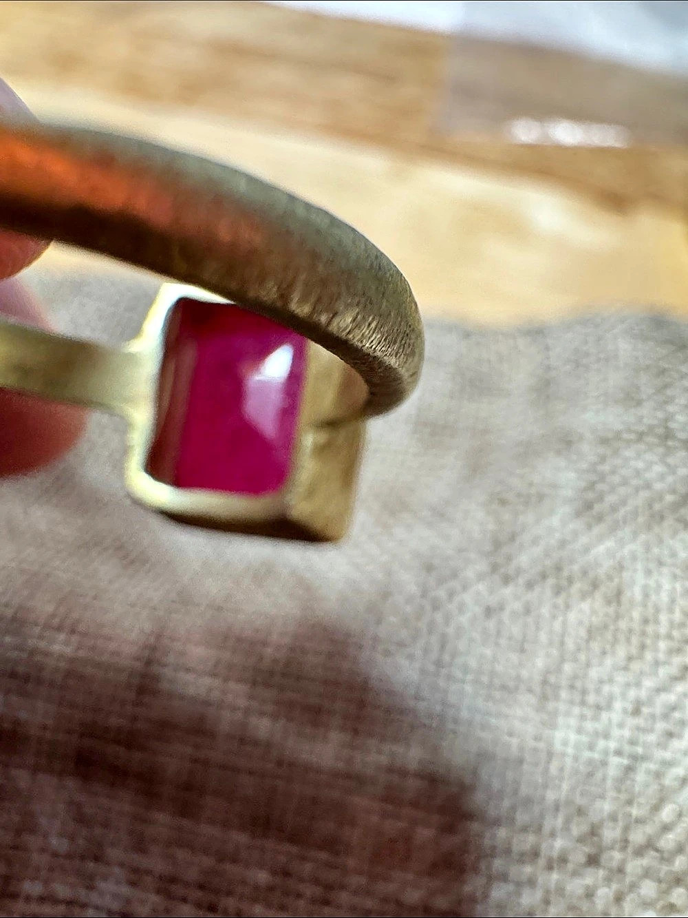 Gold-Tone Red Rectangular Statement Ring - Picture 6 of 6